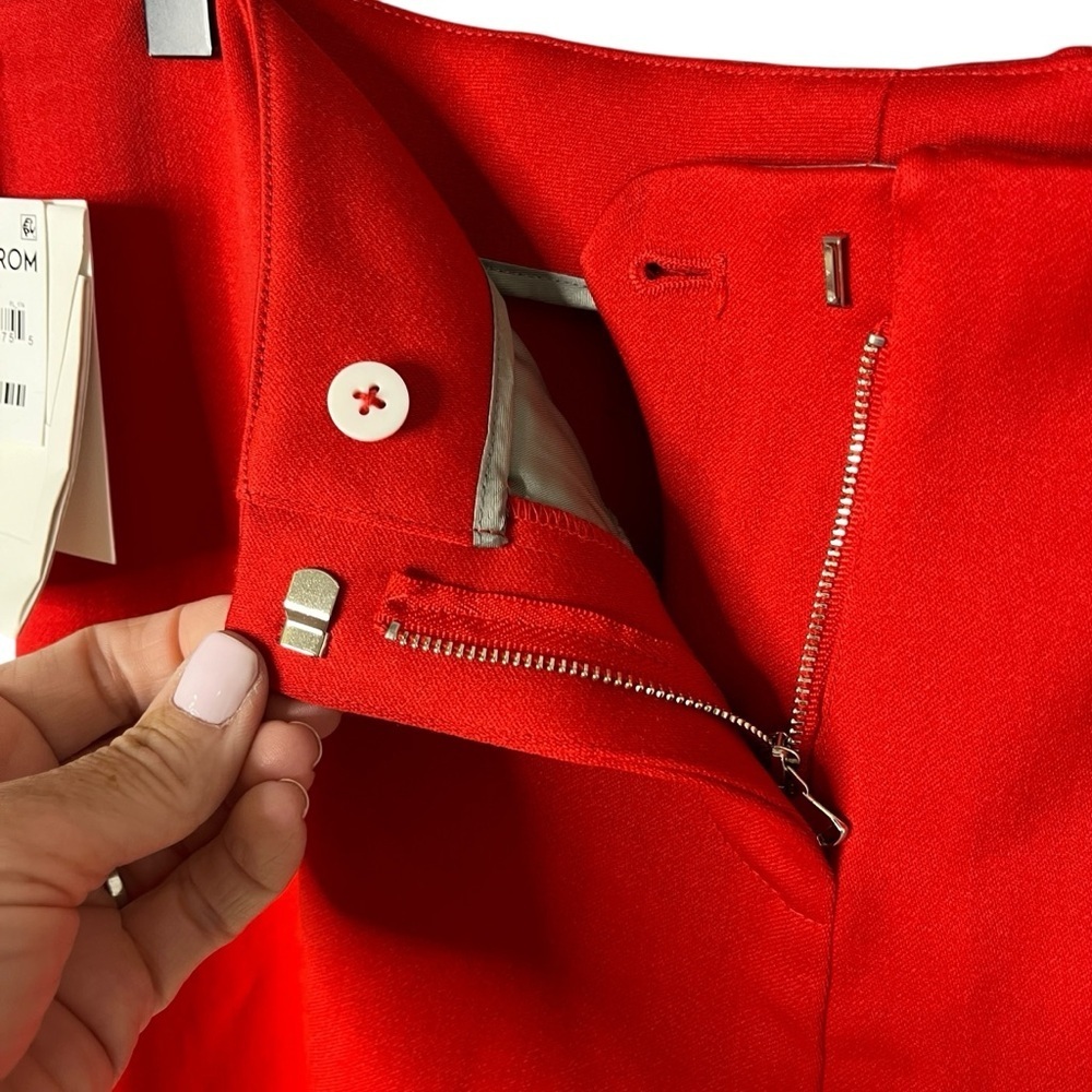 Interior The Clement Trousers Red Wide Leg Ankle Pants Size 8 Wool - Picture 6 of 10